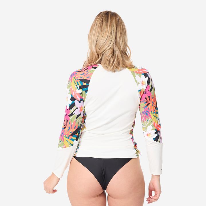 Image du produit Olaian T-shirt anti uv manches longues surf Femme - Kanika blanc et fleuri (L)