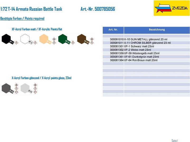Actual product image 1:72 T-14 Armata Russian Battle Tank