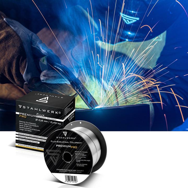 Actual product image Stahlwerk Cored wire FLUX stainless steel E308LFC 0.8 mm 0.45 kg Wire reel Wire spool