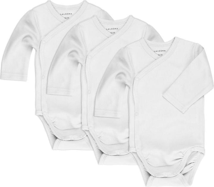 La Loona LaLoona Baby-Bodys & Wickelbodys Wickelbody Langarm 3er Pack - Weiss -
