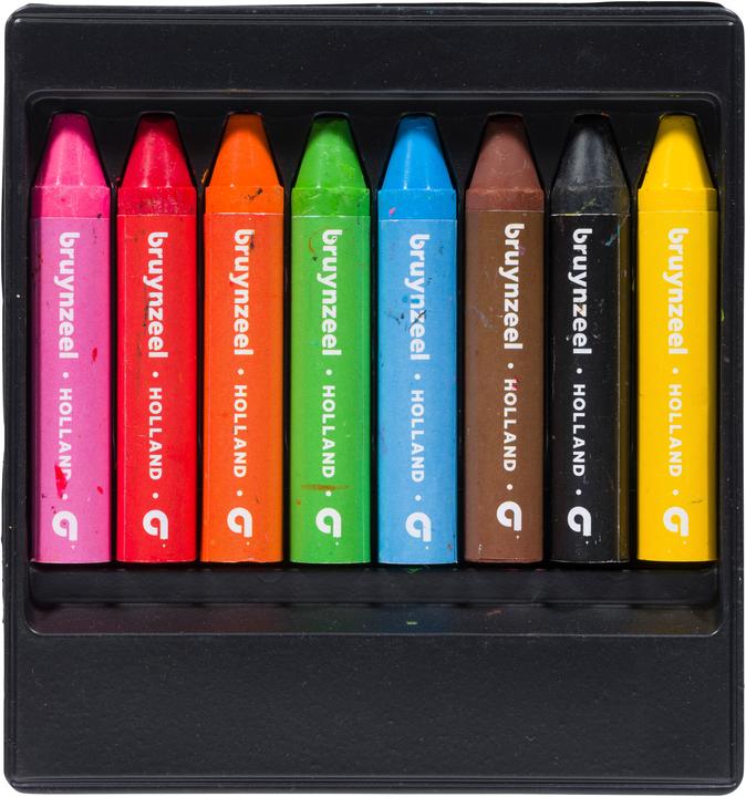 Immagine prodotto Bruynzeel Pastelli per bambini (Nero, Marrone, Rosso, Giallo, Arancia, Blu chiaro, Pink, Verde chiaro, 8 x)