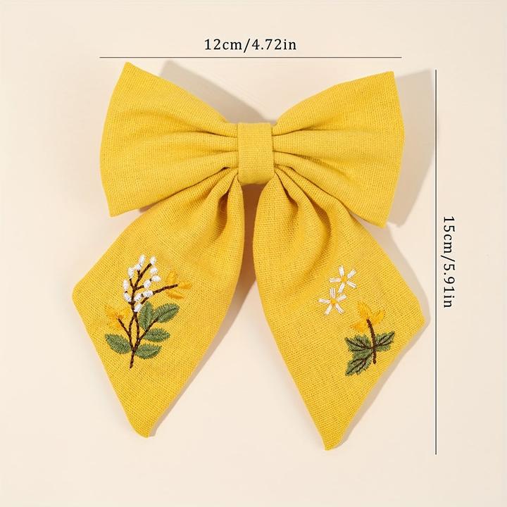 Produktbild Activity Board 1pc niedliche Blume Stickerei Schleife Haarspange, gemischte Farbe, Polyester, Mode (1 Stk.)
