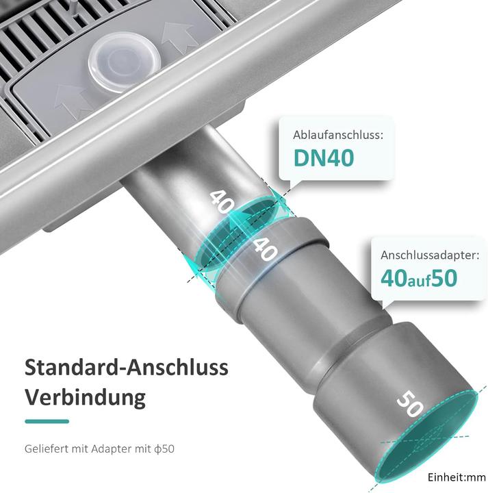 Produktbild Emke Duschrinne Edelstahl, Bodenablauf Komplettset Siphon mit Geruchsstop, Haarsieb, 1100cm (1100 mm)