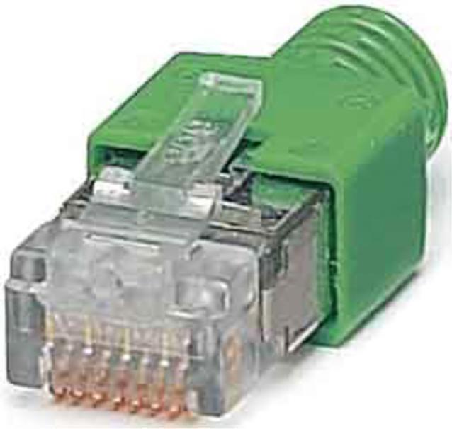 Image du produit Phoenix Contact Connecteur RJ45, blindé, manchon anti-pli, vert, pour câble croisé