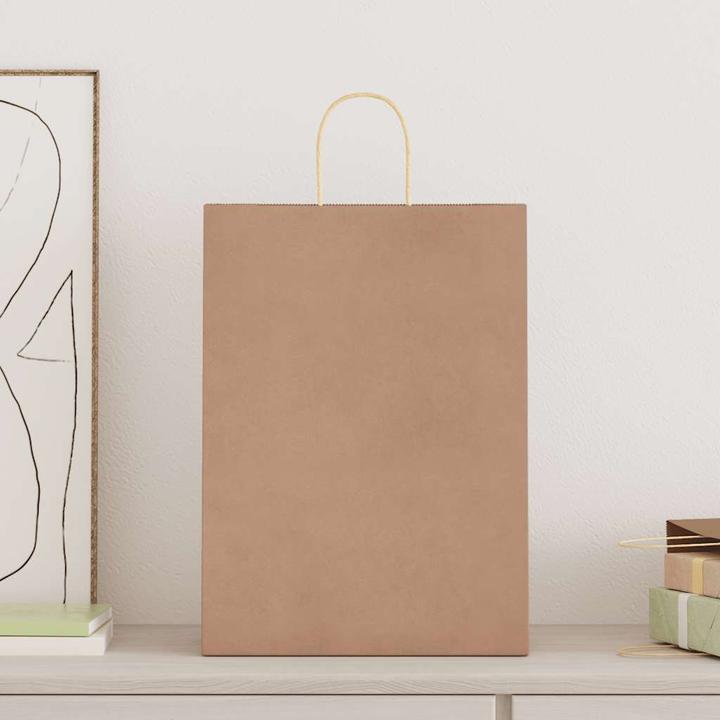 Actual product image VidaXL Kraft paper bags 50 pcs. with handle Brown 32x17x44 cm Paper bag (Gift bag, 50 x)