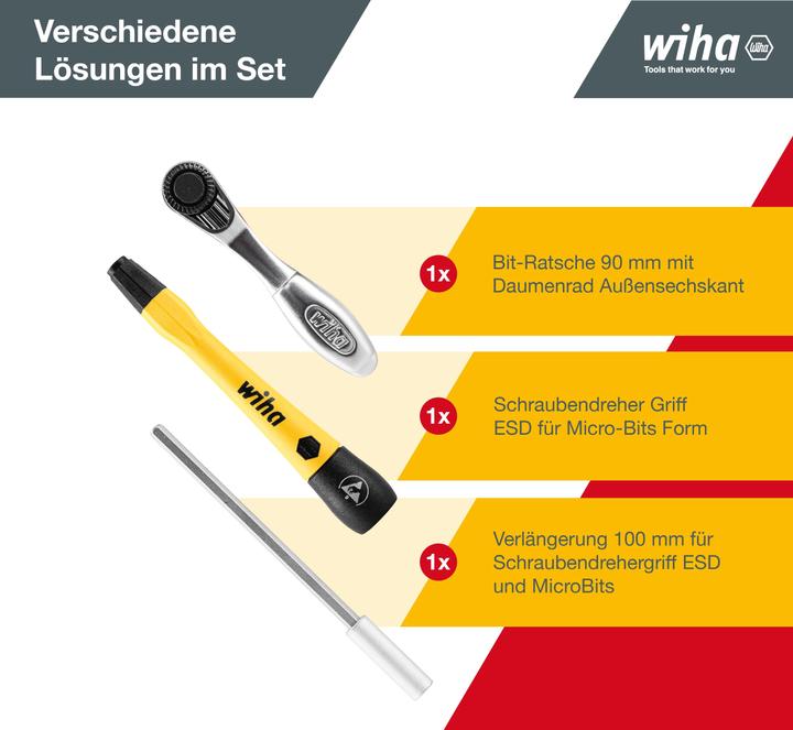 Actual product image Wiha Micro bit set 65 pcs. incl. storage box Precision mechanics screwdriver set Bit holder (4 mm)