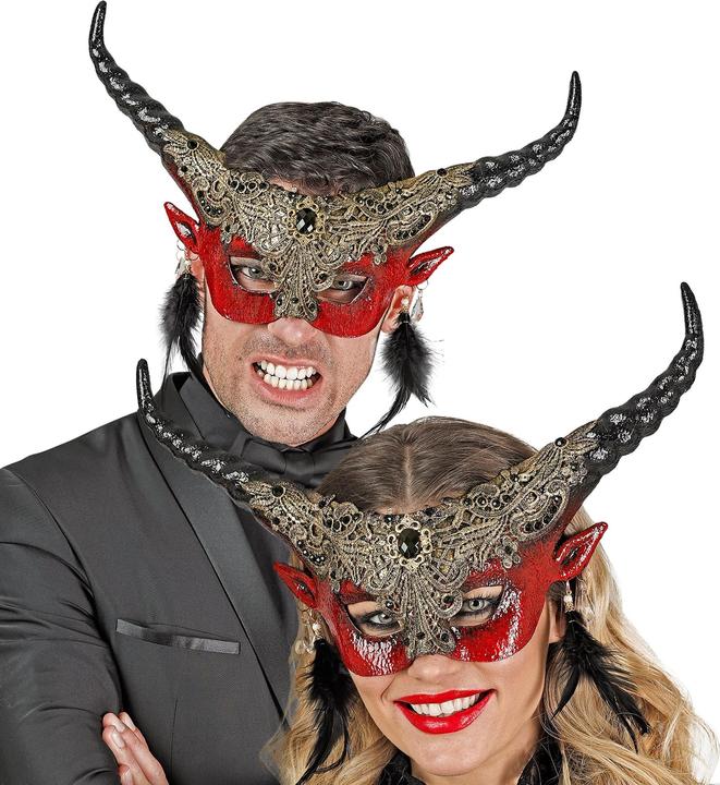 Image du produit Widmann Commedia Dell'Arte Masque Diable rouge avec cornes