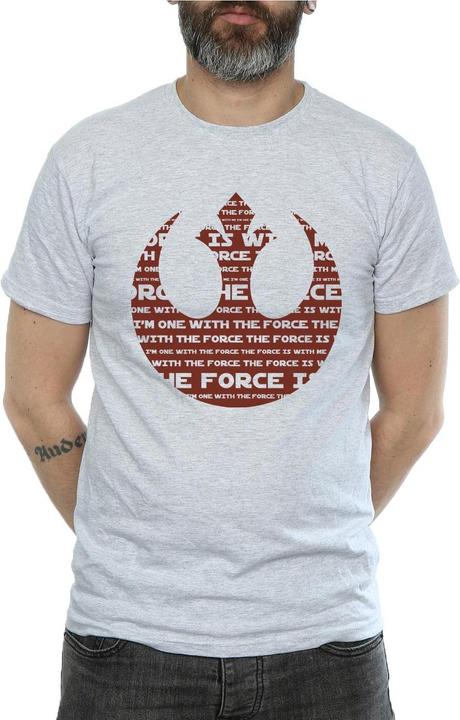 Actual product image Star Wars Mens Rogue One I'm One With The Force Alliance Emblem Red T-Shirt (XL)