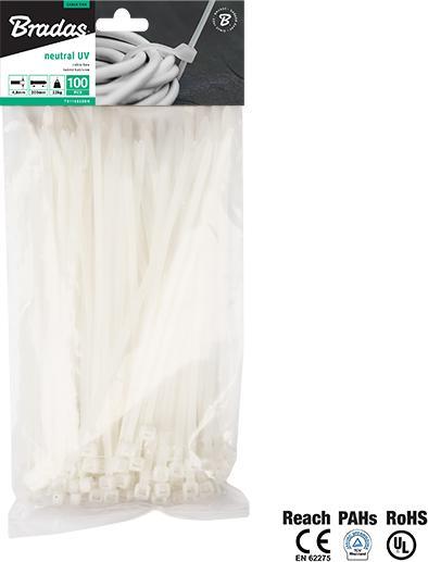 Actual product image Bradas 100 pcs.professional cable ties transparent 7,6 x 350mm nylon industrial quality cable straps (350 mm, 100 pcs.)