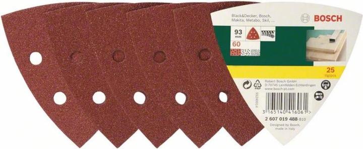 Image du produit Bosch Zubehör Set de feuilles abrasives pour ponceuses Delta, 93 mm, 60, 6 trous, pack de 25 (60)