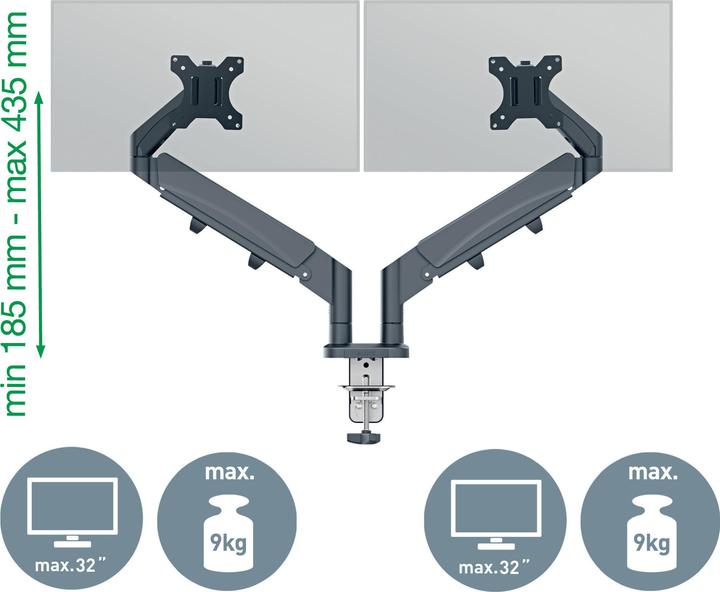 Productafbeelding Leitz Schermsteun 2 monitoren fluweelgrijs (Tabel, 32")