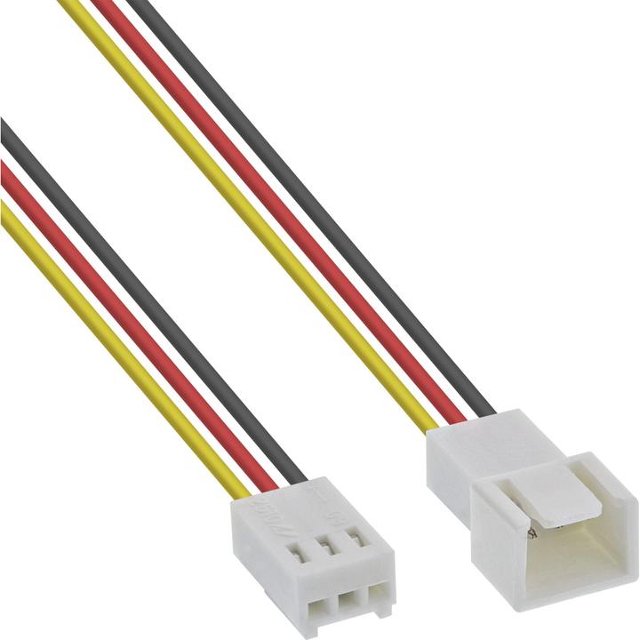 Actual product image InLine Fan cable extension, 3-pin Molex plug / socket, length 2m