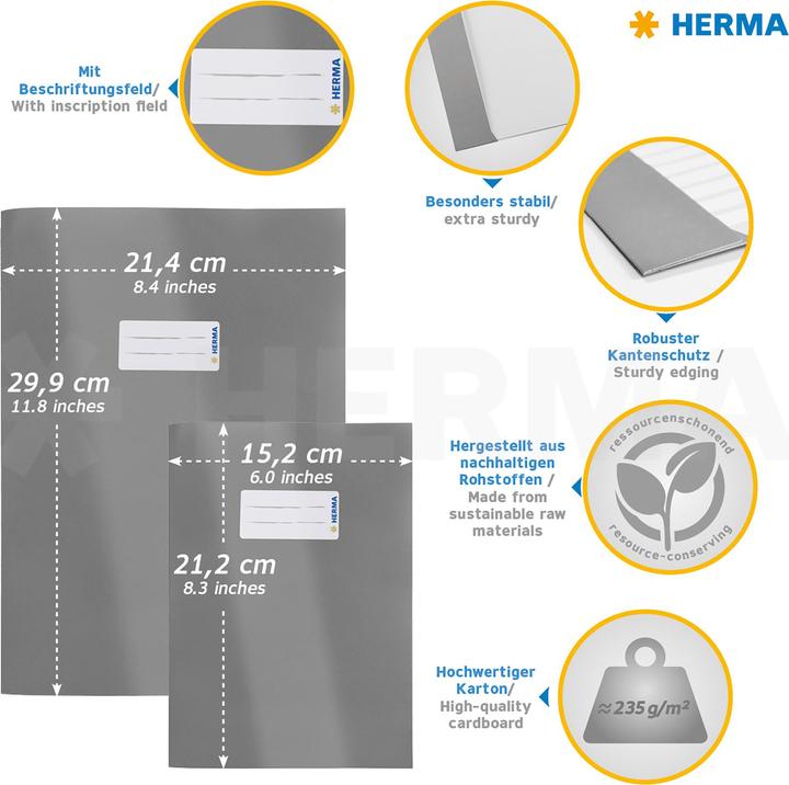 Image du produit HERMA Protège-cahier A5 Carton (A5, Couverture rigide)