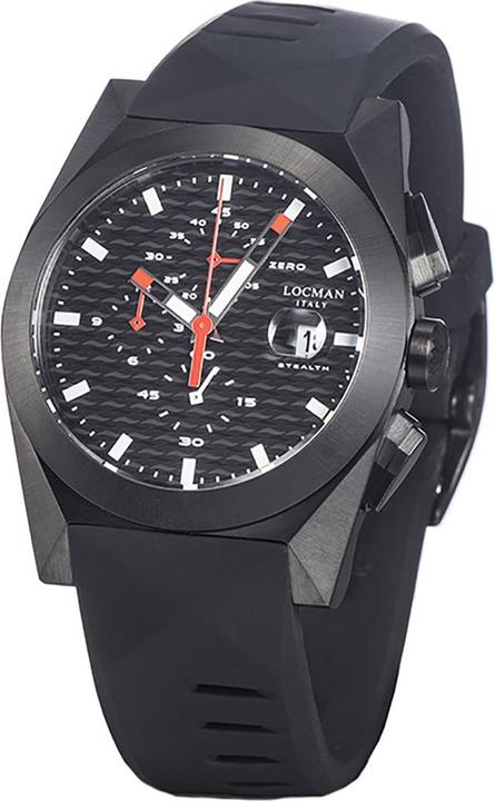 Actual product image Locman Italy Men's Watch Stealth Chrono Black PVD Ref. 0812 (Chronograph, 41 mm)
