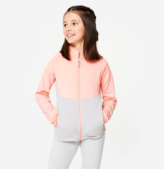Produktbild Decathlon Trainingsjacke Mädchen tailliert - rosa/grau (12, 13, 14)