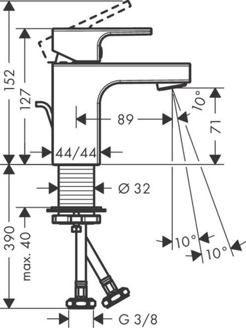 Image du produit hansgrohe HG EH-WT-MI VERNIS Shape 70 CoolStart avec fil d'écoulement à tirette. 1 1/4pouce