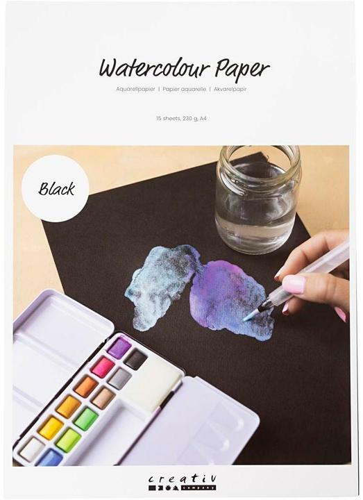 Produktbild Creativ Company Aquarellpapier A4, Schwarz (230 g/m², 15 x)