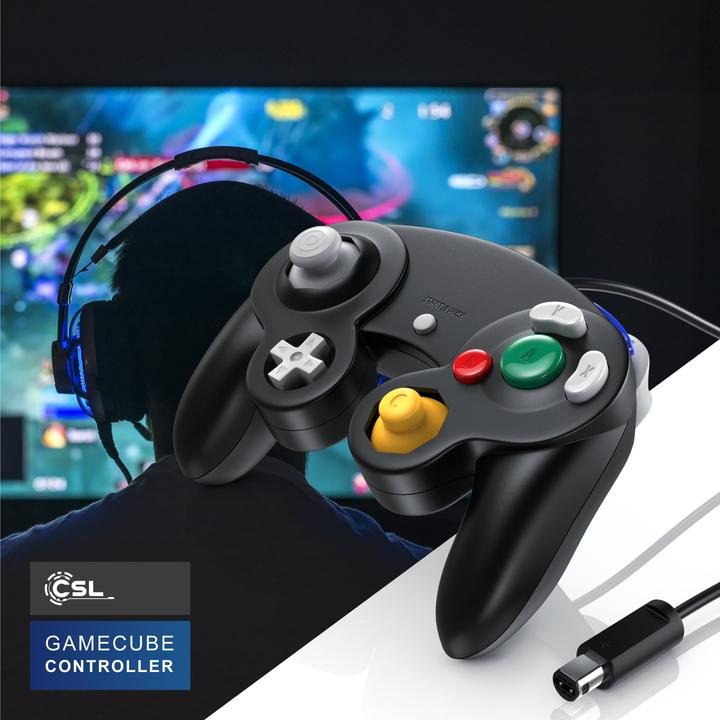 Produktbild CSL 2x Nintendo Controller, Gamepad für Nintendo GameCube / Wii Vibrationseffekte / ergonomisch
