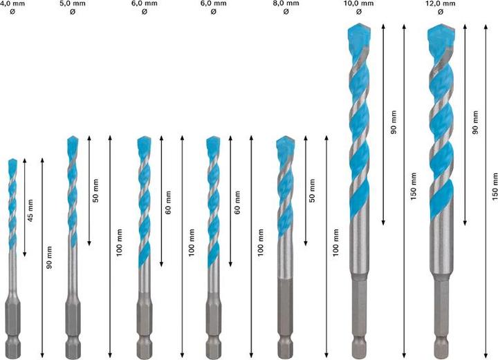 Produktbild Bosch Professional Zubehör EXPERT HEX-9 Multi Construction Bohrer-Set, 4/5/6/8/10/12 mm, 7-tlg. (8.0 Millimeter, 10.00 Millimeter, 5.0 Millimeter, 12.0 Millimeter, 6.0 Millimeter, 4.0 Millimeter)