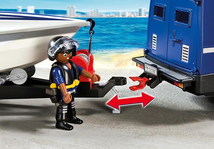 Productafbeelding Playmobil Politietruck met speedboot (5187, Playmobil Stad Actie)