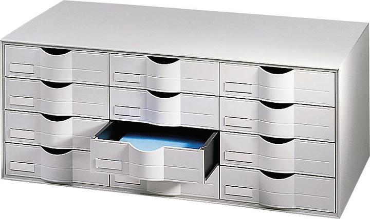 Actual product image Paperflow Drawer element, 12 drawers, gray polystyrene, ready assembled (A4)