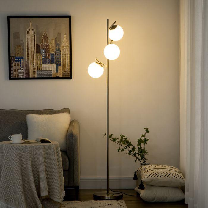 Image du produit Swisshandel24 Lampadaire, lampadaire, lampadaire 40 W avec douille E27, lampadaire avec 3 abat-jour en verre (E27)