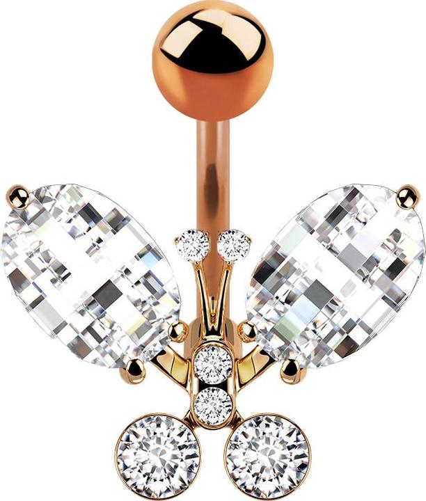 Immagine prodotto Star Piercing Banana oro rosa con farfalla a sfera (Ottone, Acciaio chirurgico 316L)