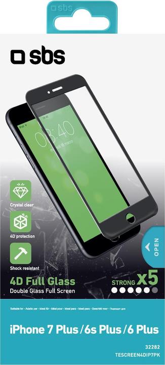 Immagine prodotto SBS Screen Protector Glass 4D (iPhone 8 Plus / 7 Plus / 6s Plus / 6 Plus) (1 Pezzo/i, Apple iPhone 6s Plus, Apple iPhone 6 Plus, Apple iPhone 8 Plus, Apple iPhone 7 Plus)