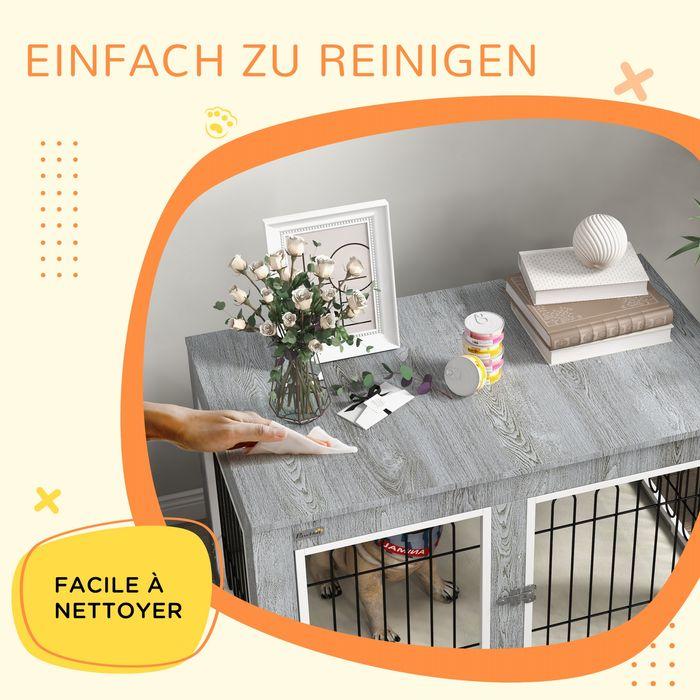 Produktbild Swisshandel24 Hundekäfig, Hundehütte, Haustierkäfig mit Kissen, 2 Verriegelungen für Mittelegrosse Hunde, Hundebox (Hundehütte)