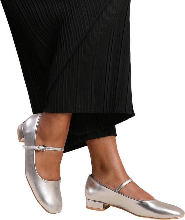 Immagine prodotto Where's That From Minsk Ballerine Metallica PU Tacco Basso Donna (36)