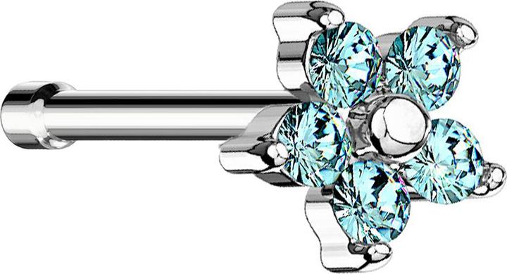 Immagine prodotto Star Piercing Nasenstecker gerade silber Blume Kristall aqua (Acciaio chirurgico 316L, Ottone)
