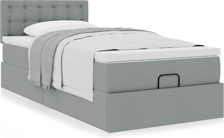 Image du produit VidaXL Lit Ottoman avec matelas Gris clair 100x200 cm Tissu (100 x 200 cm)