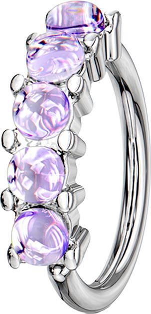 Produktbild Star Piercing Micro Piercing Ring silber fünf Epoxidsteinen violett (ohne Messing, Chirurgenstahl 316L)