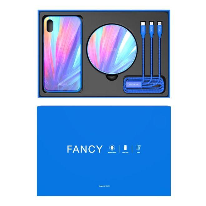 Immagine prodotto Nillkin Elegante scatola 3 in 1, custodia rigida, cavo di ricarica e stazione di ricarica Qi (Apple iPhone X)