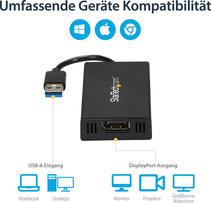 Produktbild StarTech USB A – Displayport (USB 3.0, 9 cm)