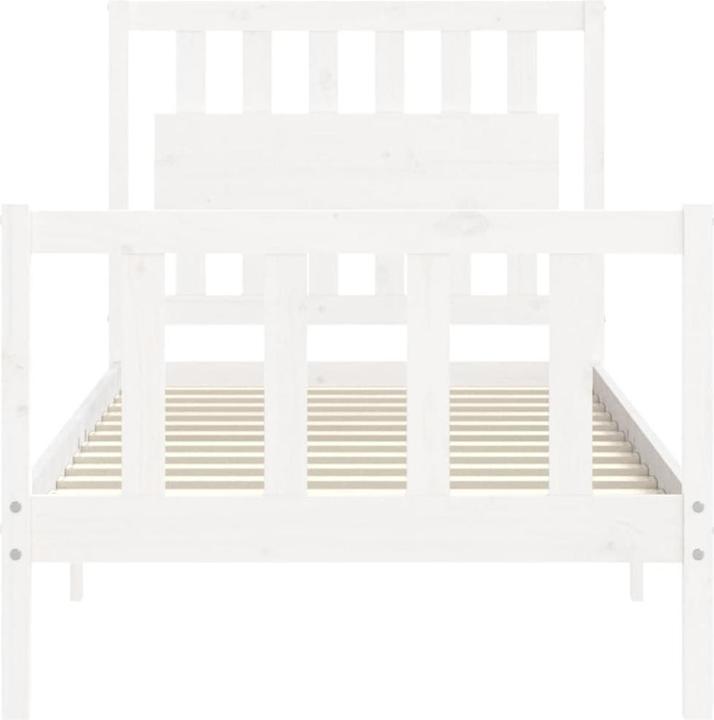 Actual product image VidaXL Massivholzbett mit Kopfteil Weiss 100x200 cm (100 x 200 cm)