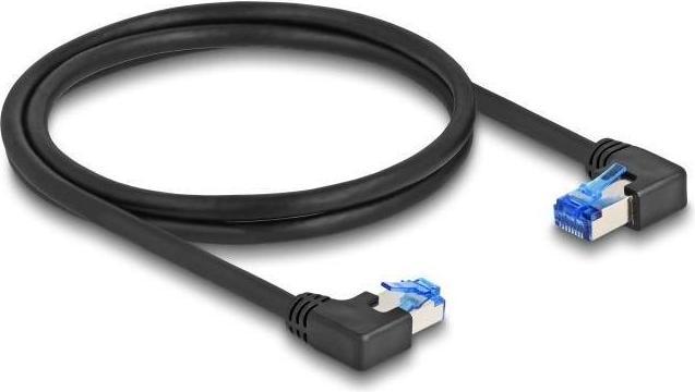 Image du produit Delock Câble réseau RJ45 Cat.6A S/FTP coudé droite / gauche (S/FTP, CAT6a, 1 m)