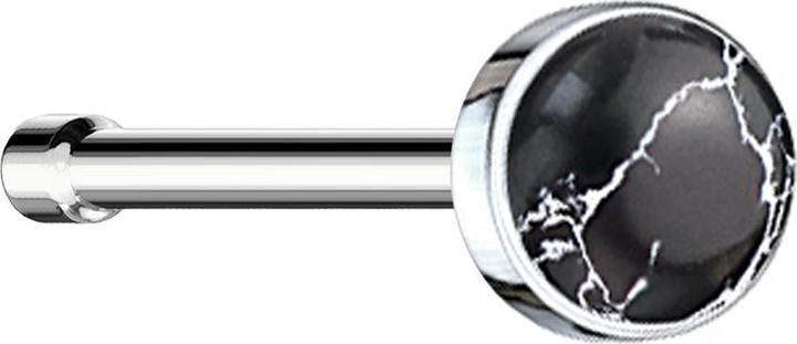 Image du produit Star Piercing Nasenstecker gerade silber mit schwarz Achat Stein (sans laiton, Acier chirurgical 316L, Minéral)