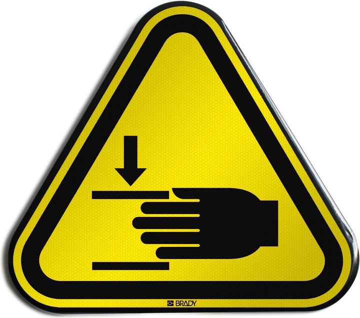 Actual product image Brady W/W024/NT/RFLBD-TRI400-1, ISO safety sign - Warning against hand injuries, aluminium