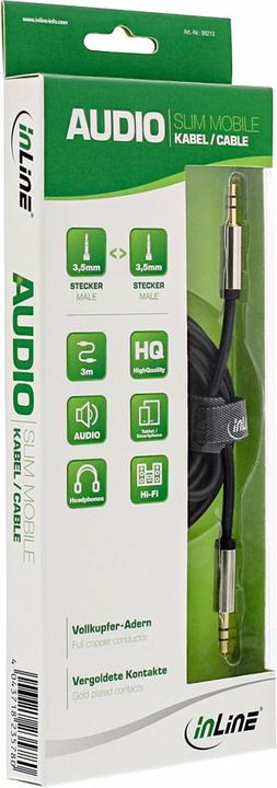 Image du produit InLine Câble audio Slim Jack 3.5mm St/ST stéréo 3m (3 m, RCA)