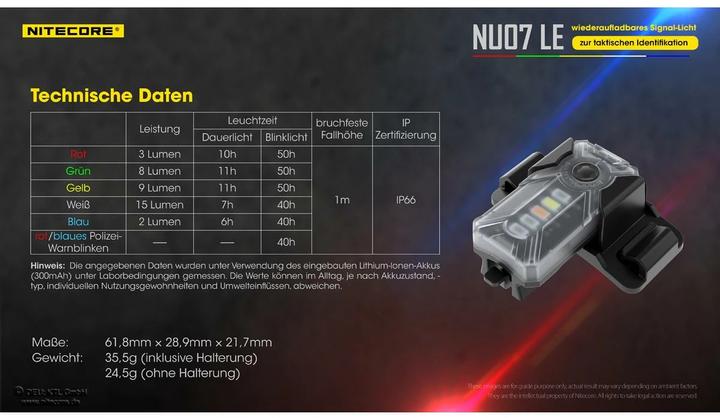 Produktbild Nitecore NU07 LE - Signalleuchte (6.18 cm, 15 lm)