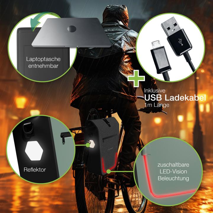Produktbild Eloneo Fahrradtasche für Laptop (25 l, Gepäckträgertasche)