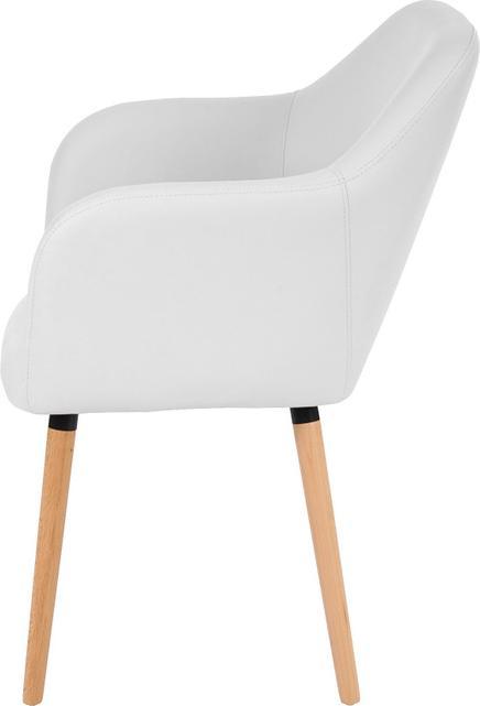 Produktbild Swisshandel24 Esszimmerstuhl Malmö T381, Stuhl Küchenstuhl, Retro 50er Jahre Design Kunstleder, weiss, helle Beine