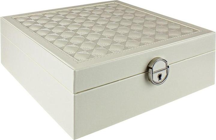 Actual product image JTI Quilted jewellery box with travel box - white