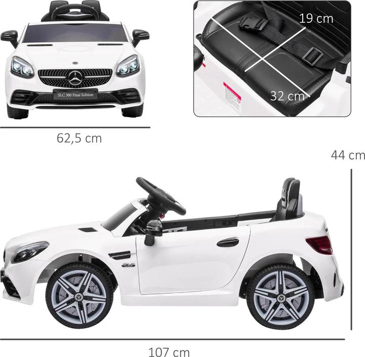 Produktbild Swisshandel24 Elektroauto Kinderfahrzeug, Fernbedienung, Sicherheitsgurt, Musik, ab 3 Jahren, Weiss (12 V)