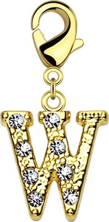 Produktbild Star Piercing Anhänger 14k vergoldet mit Kristall Buchstabe W (Messing)