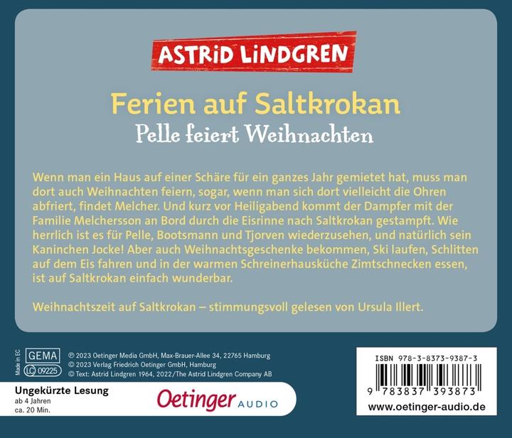 Produktbild Ferien auf Saltkrokan Pelle feiert Weihnachten (Astrid Lindgren, Maria Nilsson Thore, Ursula Illert, Frank Gustavus, Thyra Dohrenburg, Deutsch)