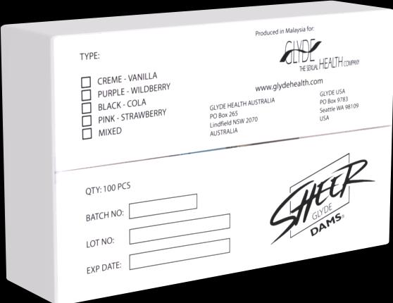 Produktbild Glyde Sheer Dams «VANILLA» 100 gelbe Latex-Schutztücher (Lecktücher) mit Vanille-Duft (100 Stk.)