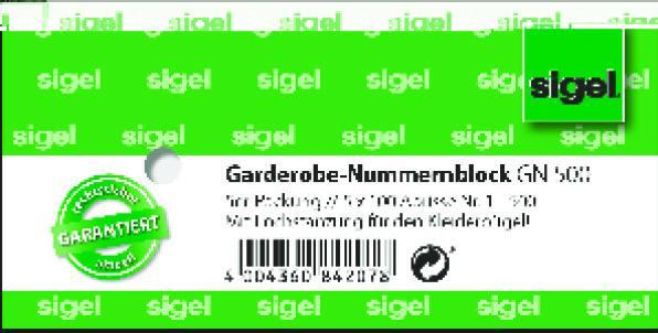 Produktbild Sigel Garderobe-Nummernblok, 5er-Pack (500 x)