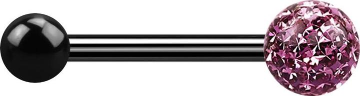 Produktbild Star Piercing Barbell schwarz mit Kugel und Kristallkugel hellviolett Epoxy Schutzschicht (Titan G23, ohne Messing)